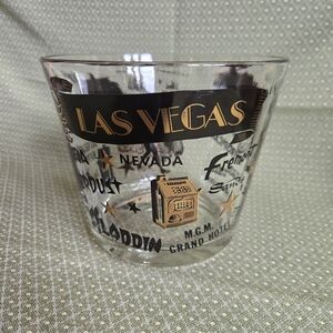 Ice Bucket Vintage Las Vegas Gold & Black Souvenir Glass Casino Theme